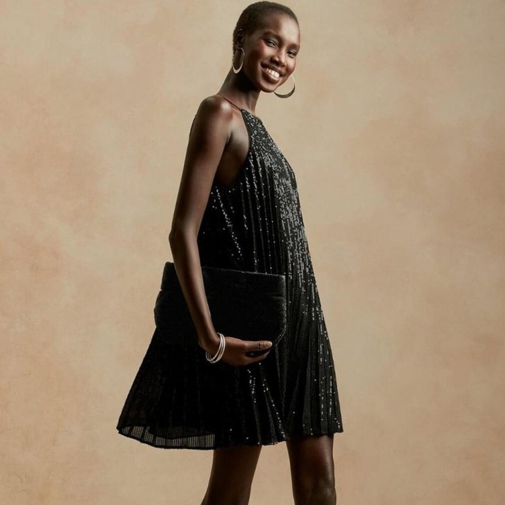 NWT Banana Republic Gorgeous Black Sequin Cocktail Dress